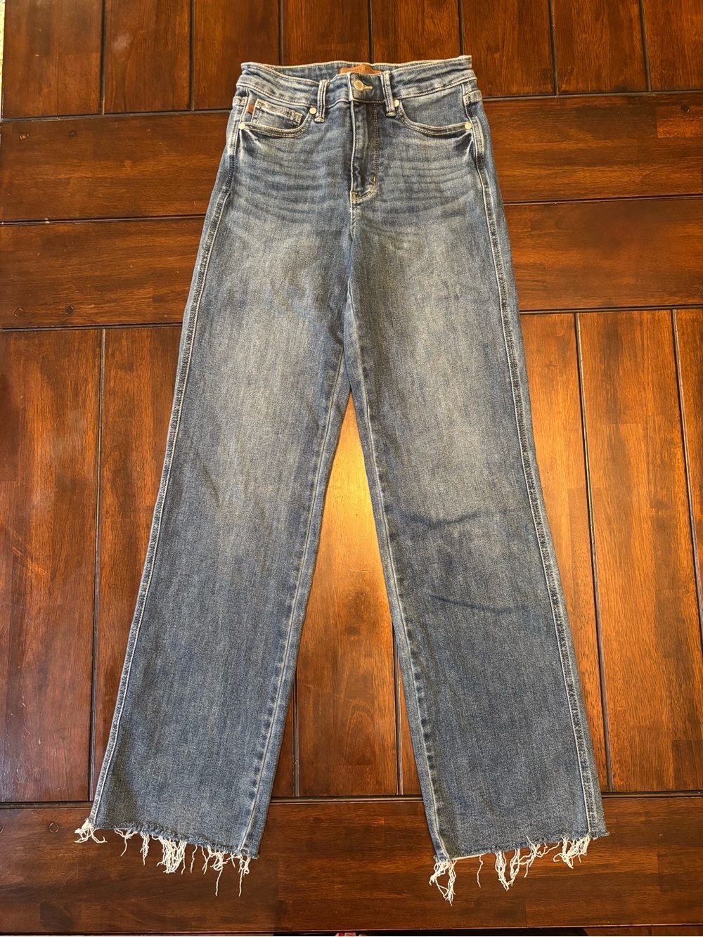 Judy Blue Mid-Rise Tummy Control Straight-Leg Denim Blue Jeans Vintage Wash 3/26